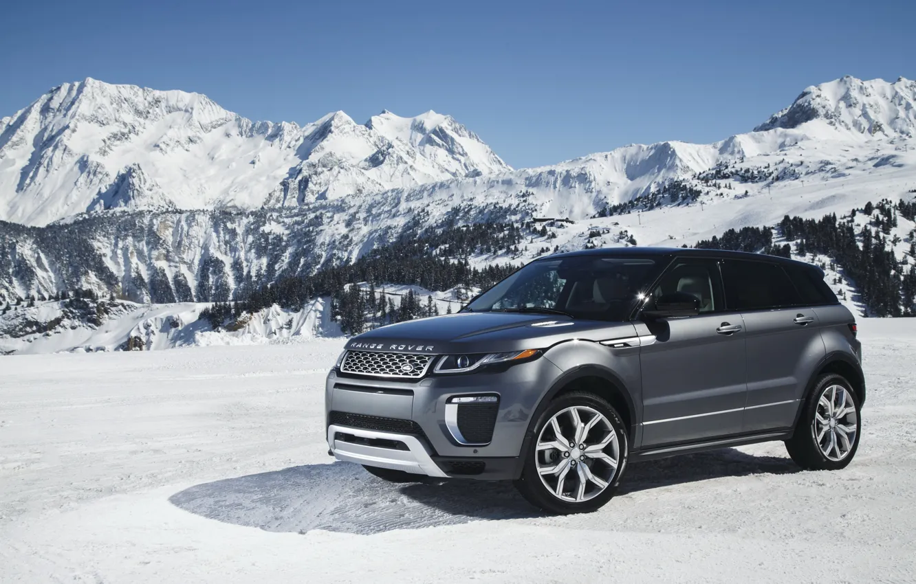Photo wallpaper car, auto, snow, mountains, Land Rover, Range Rover, wallpapers, snow