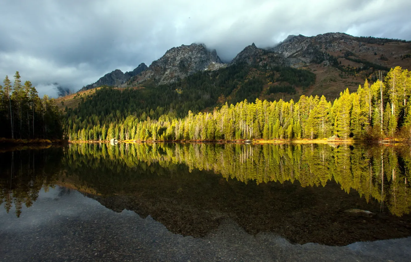 Photo wallpaper landscape, mountains, lake