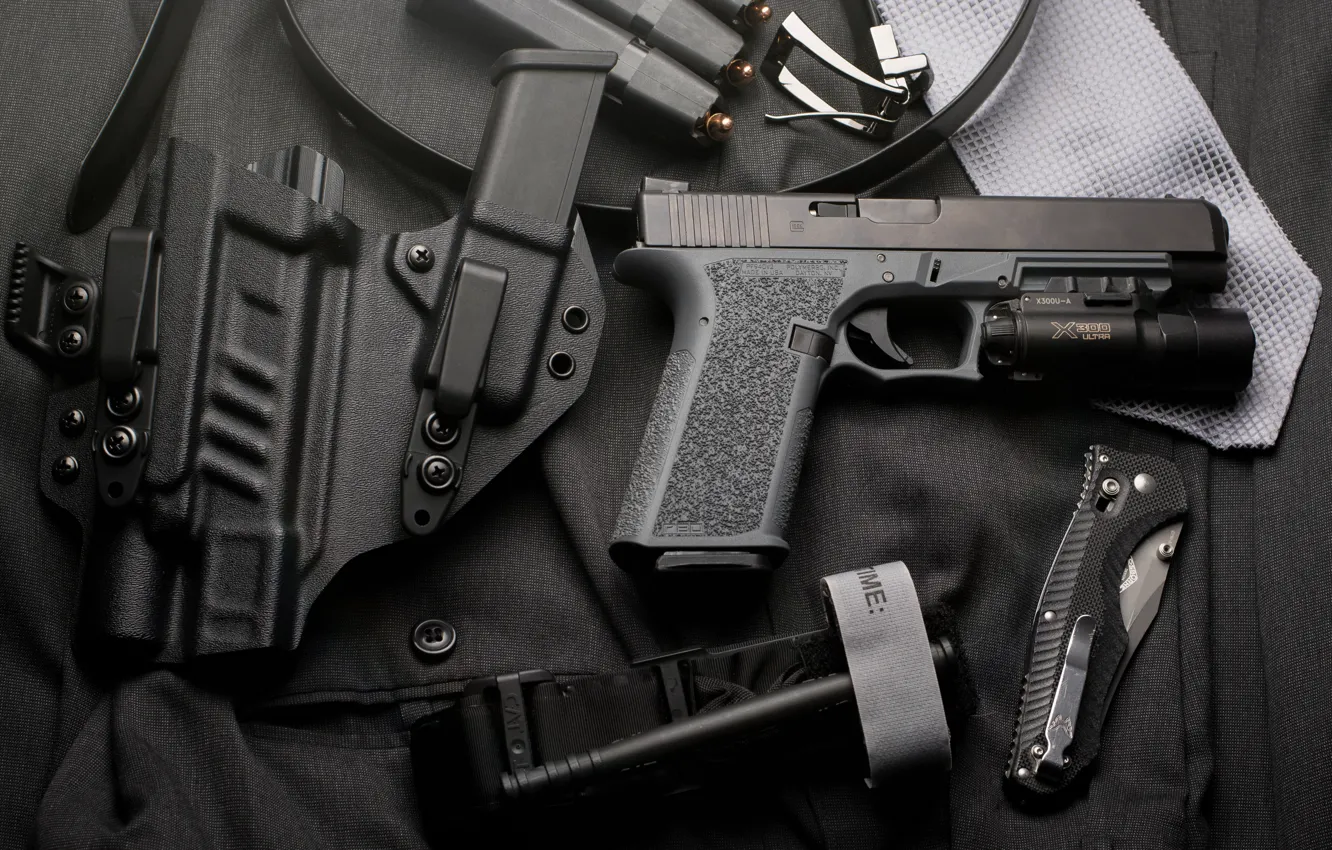 Photo wallpaper gun, knife, holster