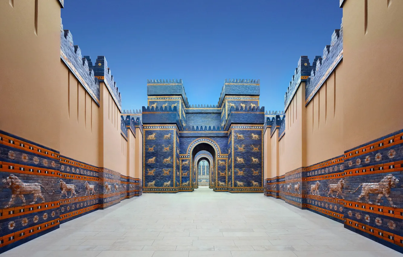 Photo wallpaper architecture, Babylon, Expensive, VI.to BC, Gate of goddess Ishtar, photo-reconstruction