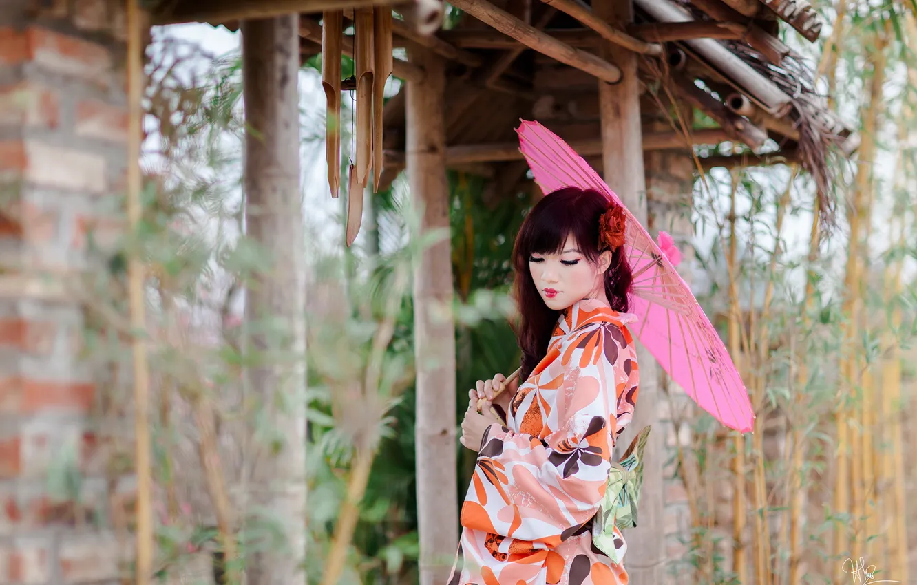 Photo wallpaper look, girl, style, Asian