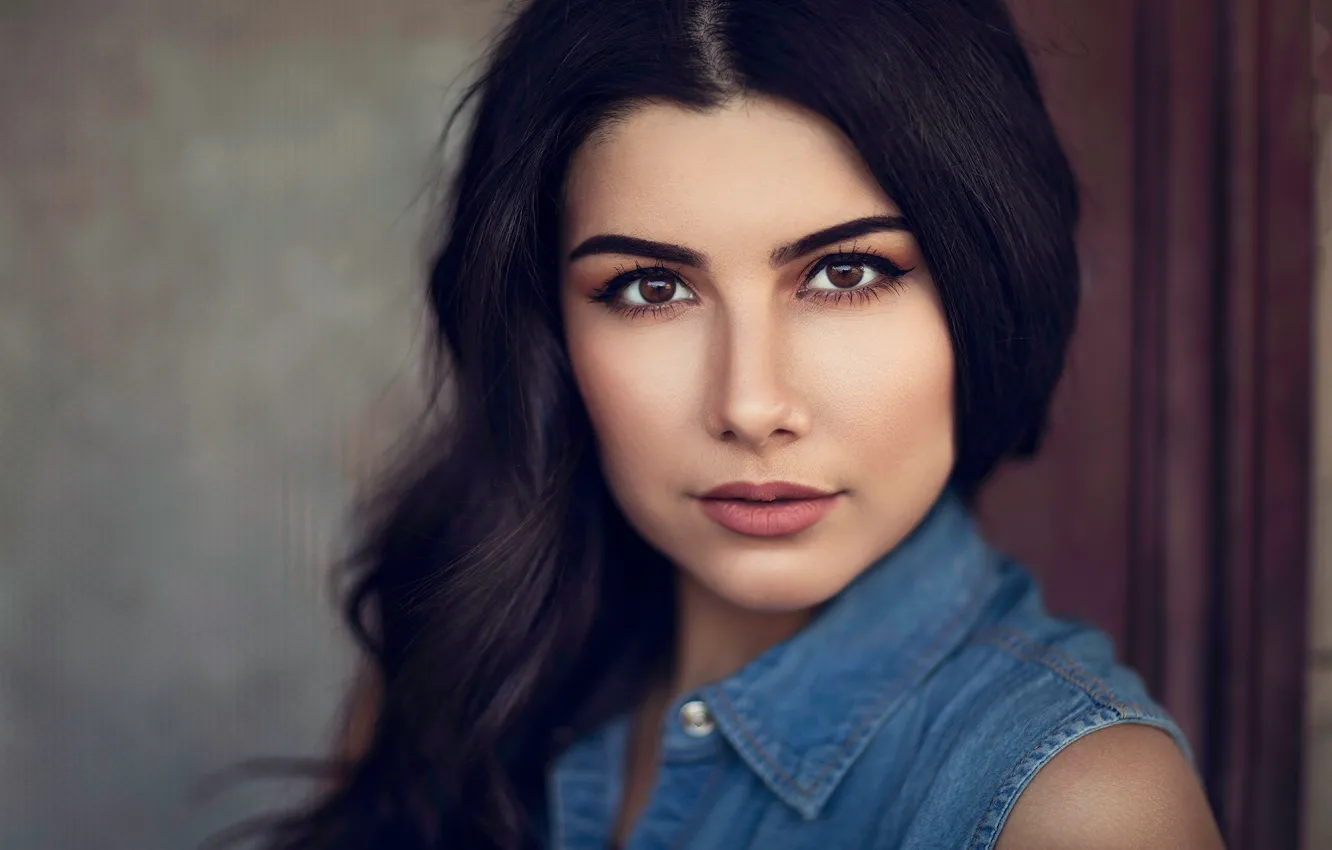 Photo wallpaper look, girl, face, portrait, brunette, Tanya, Sergei Bidong