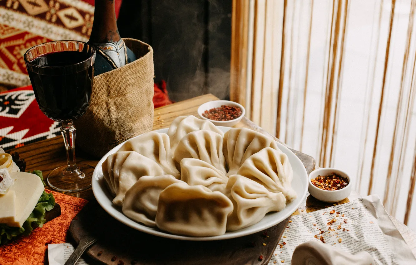 Photo wallpaper table, Georgian, khinkali