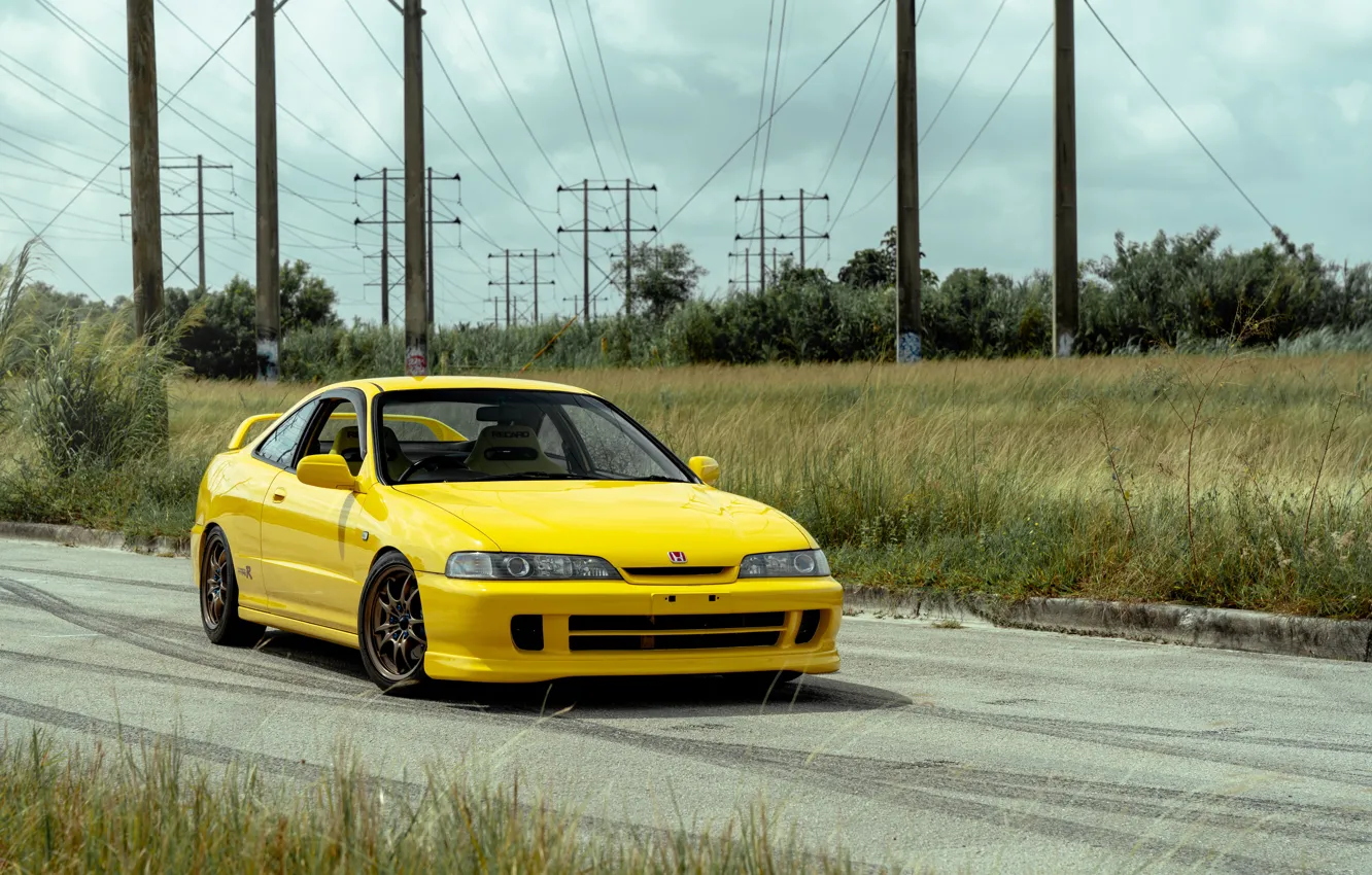 Photo wallpaper Honda, Yellow, Integra Type R