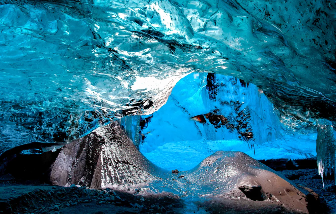 Photo wallpaper cold, cave, blue ice, The Vatnajökull Glacier