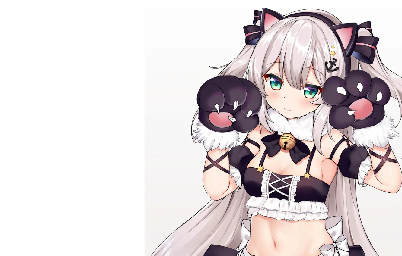 Photo wallpaper girl, sexy, cleavage, blouse, green eyes, long hair, boobs, anime