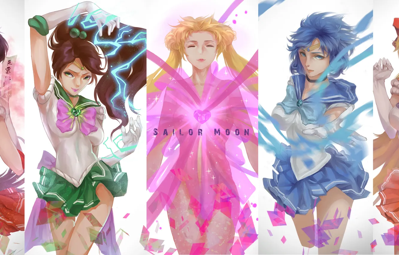 Photo wallpaper girls, magic, anime, art, bow, sailor mars, Bishoujo Senshi Sailor Moon, sailor moon