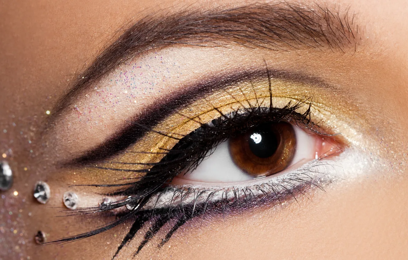 Photo wallpaper look, girl, macro, eyelashes, shadow, makeup