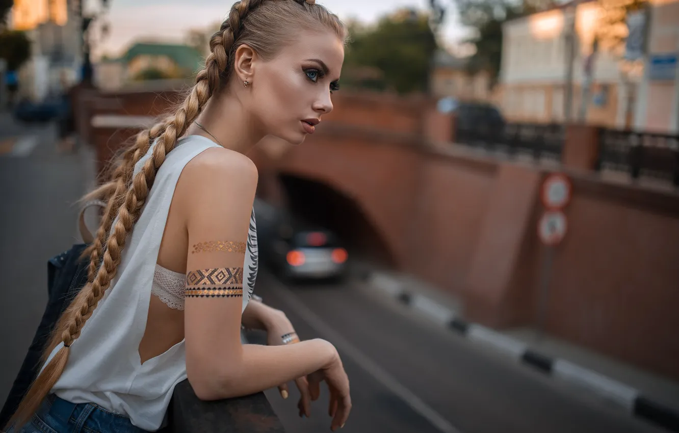 Photo wallpaper girl, style, braid, Dmitry Sn, Dmitry Shulgin, Karina Tikhonovskaya