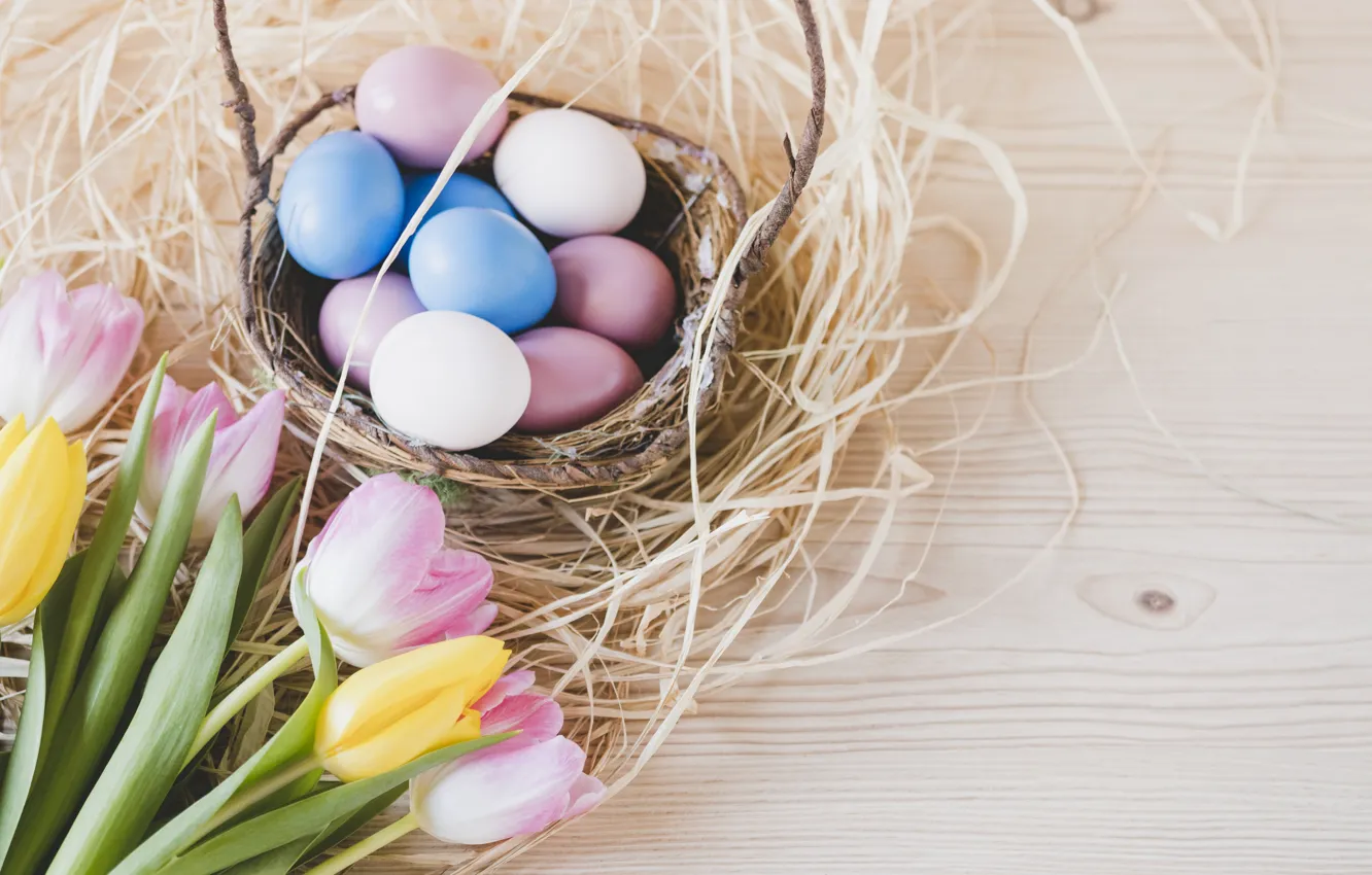 Photo wallpaper Easter, Eggs, Basket, Holiday, Socket