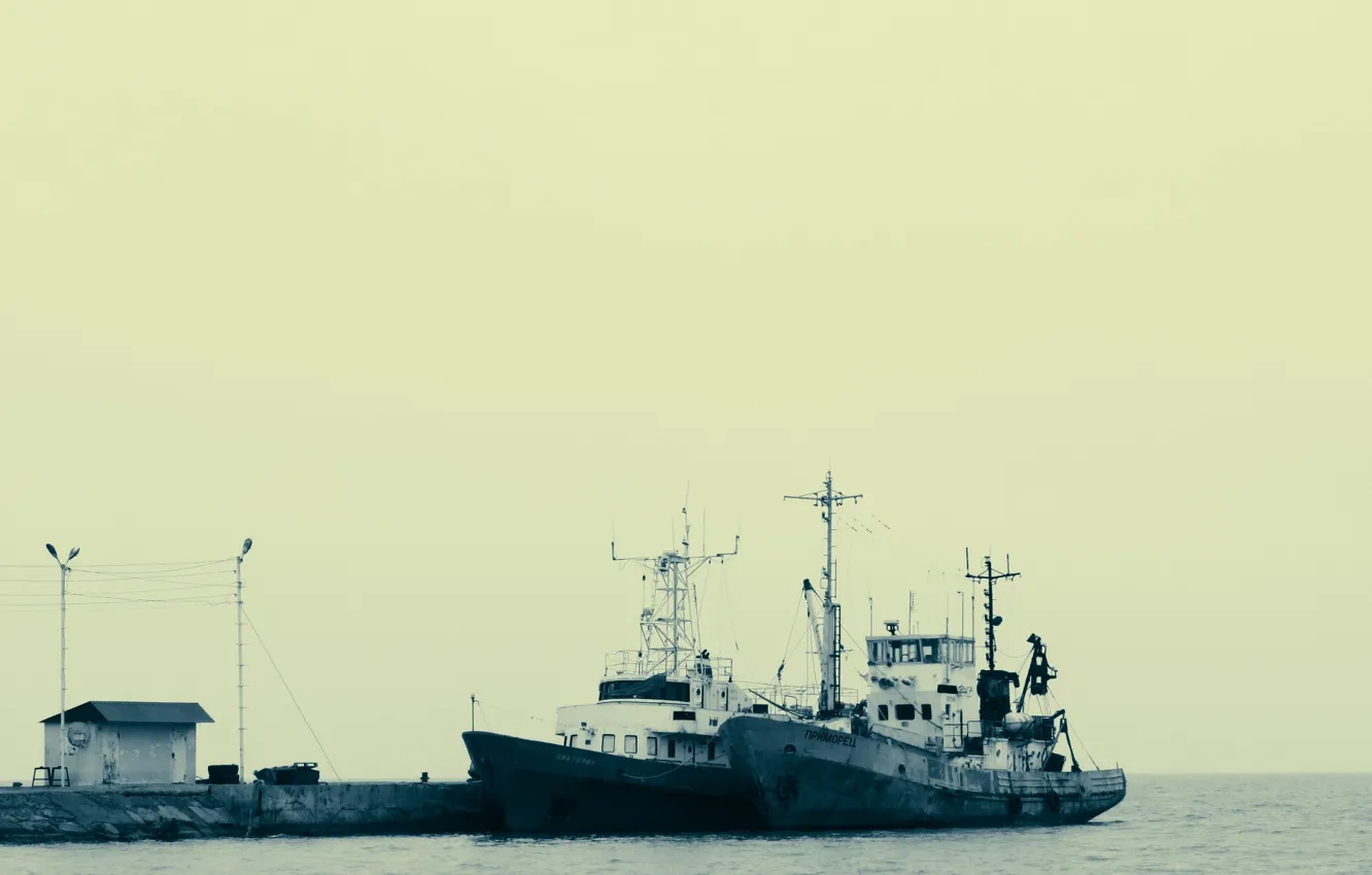 Photo wallpaper fishing, pierce, The ship, Taman, aesthetics, Kerch, b & W photo, Taman Bay