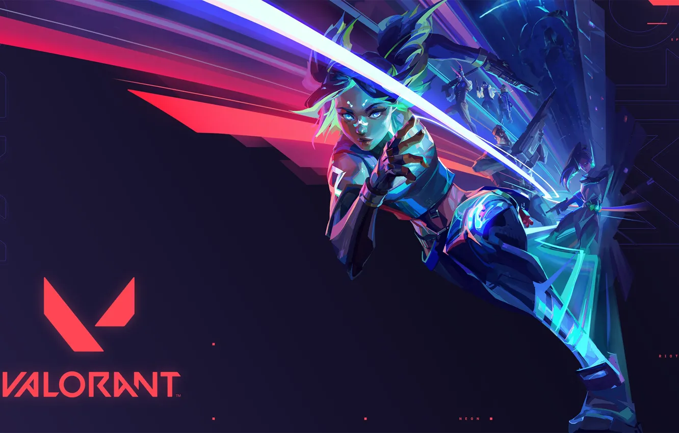Photo wallpaper art, Neon, Valorant, Riot Game