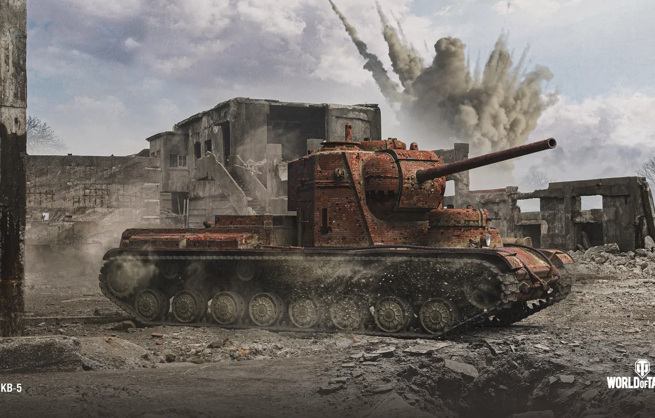 Photo wallpaper the explosion, WoT, World of Tanks, Wargaming, KV-5