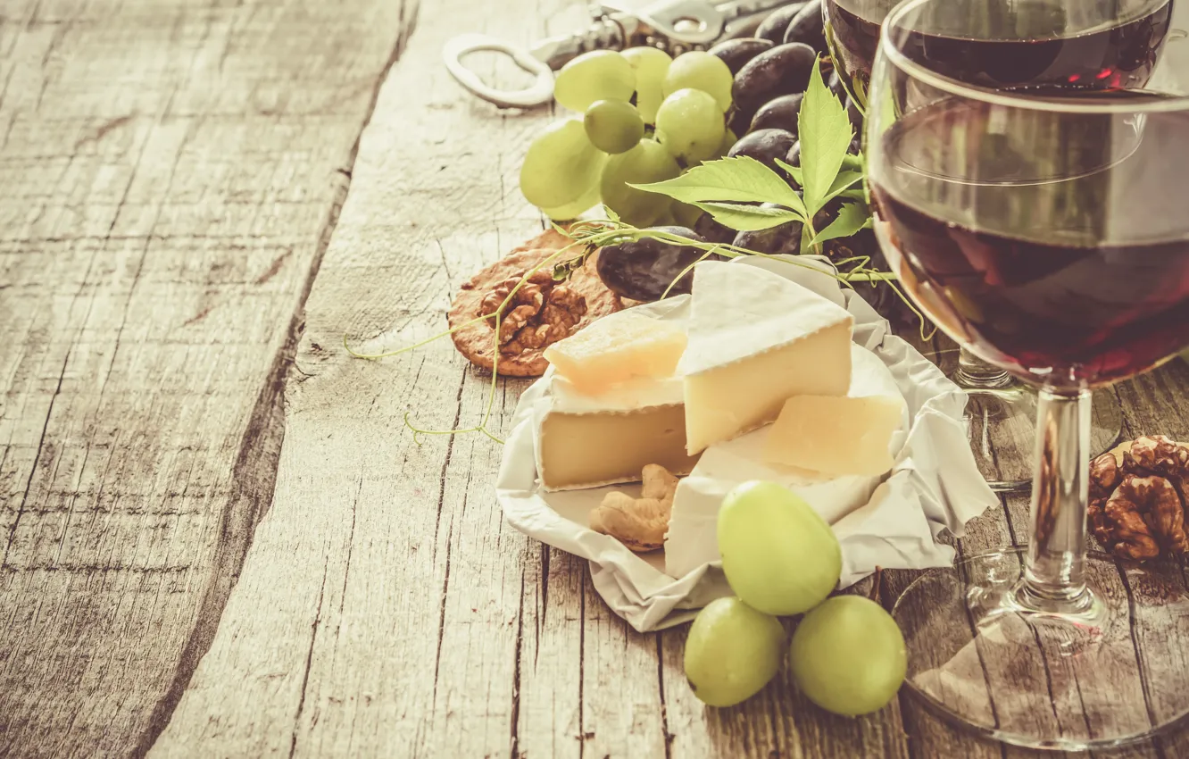 Photo wallpaper wine, cheese, grapes, appetizer, Naumenko Oleksandra