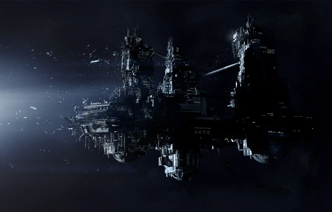 Photo wallpaper Stars, Space, Ship, Light, Spaceship, The wreckage, Creative Assembly, PS4