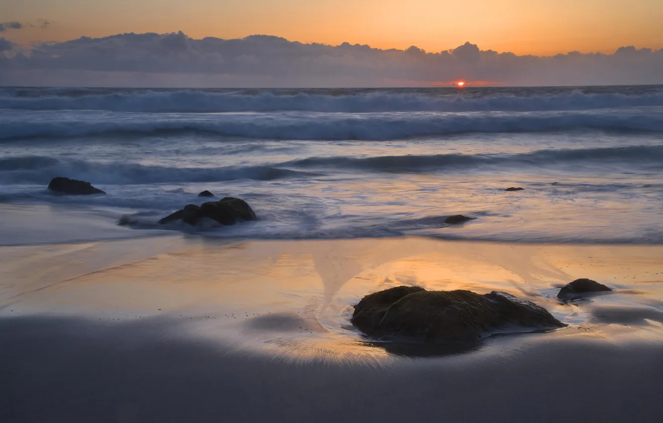 Wallpaper sea, the sky, water, the sun, clouds, stones, the ocean ...