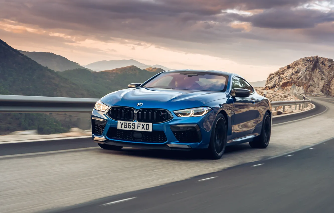 Photo wallpaper speed, the evening, BMW, Coupe, Competition, UK-Spec, 2019, BMW M8
