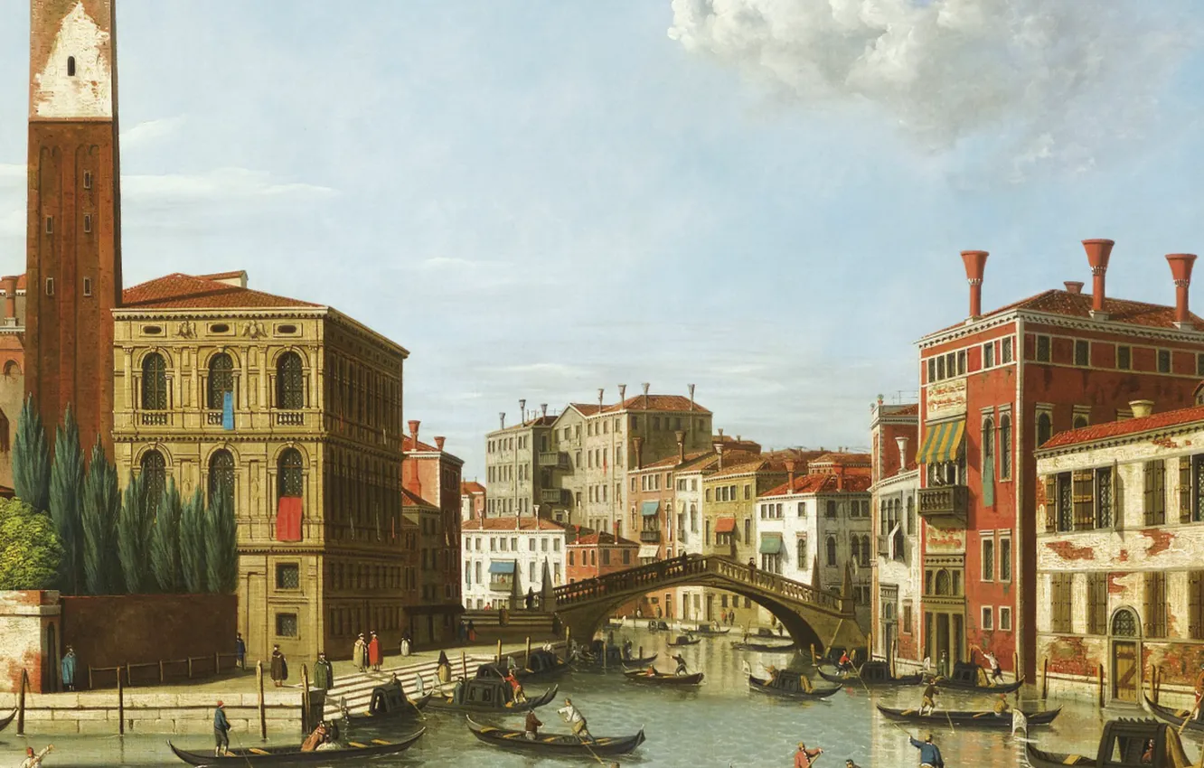Photo wallpaper Venice, channel, gondola, Canaletto