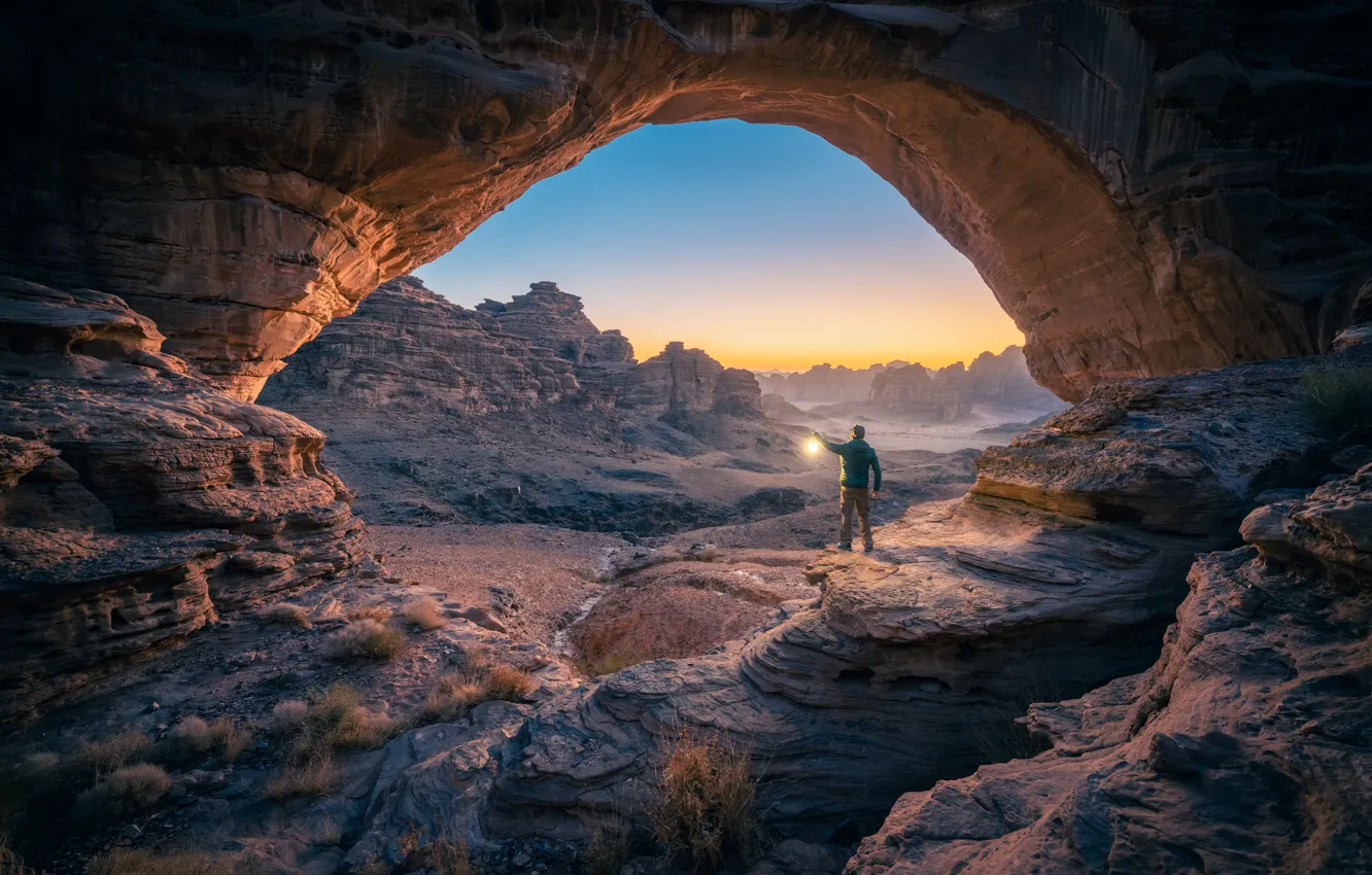Photo wallpaper the sky, stones, rocks, Wallpaper, cave