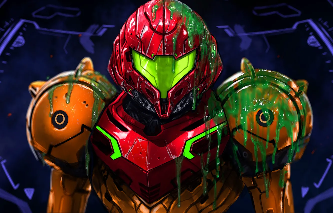 Photo wallpaper helmet, armor, art, Samus Aran, metroid prime, Metroid
