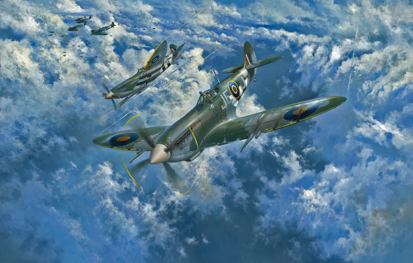 Photo wallpaper art, airplane, Spitfire, aviation, ww2