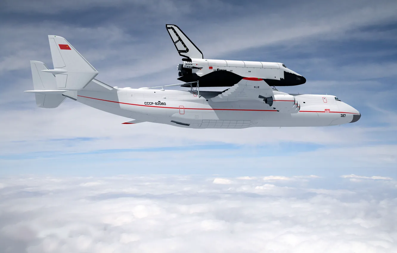 Photo wallpaper space, Mriya, Buran An-225, 3D Graphics