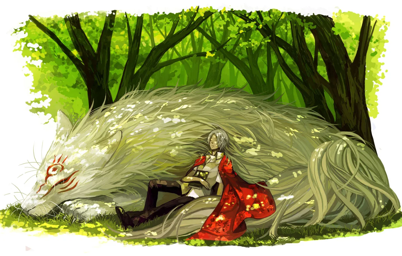 Photo wallpaper trees, nature, anime, art, guy, natsume yuujinchou, U-Sensei, The Natsume book of friendship