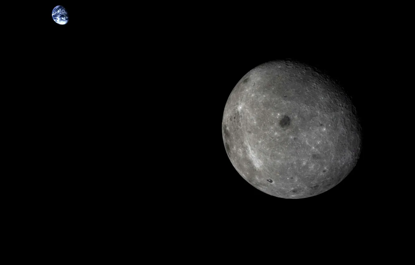 Photo wallpaper The moon, Earth, Chang 5-T1