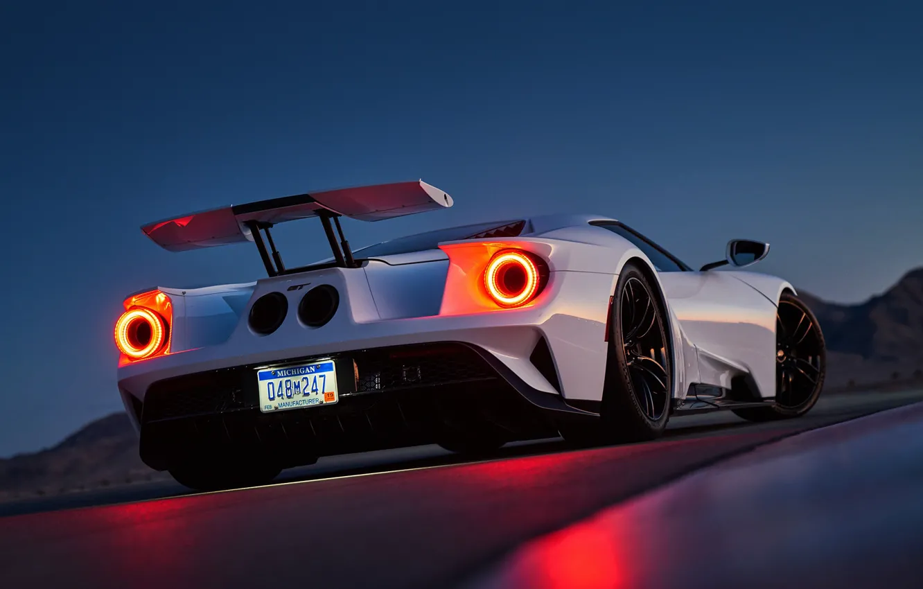 Photo wallpaper Ford, White, Supercar, Rear, Ligth, GT