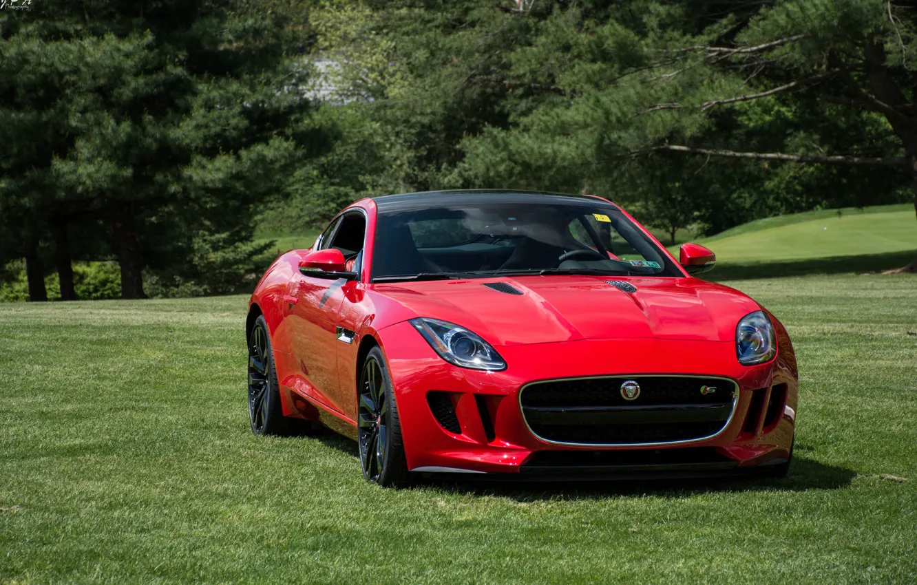 Photo wallpaper red, jaguar, coupe, f-type