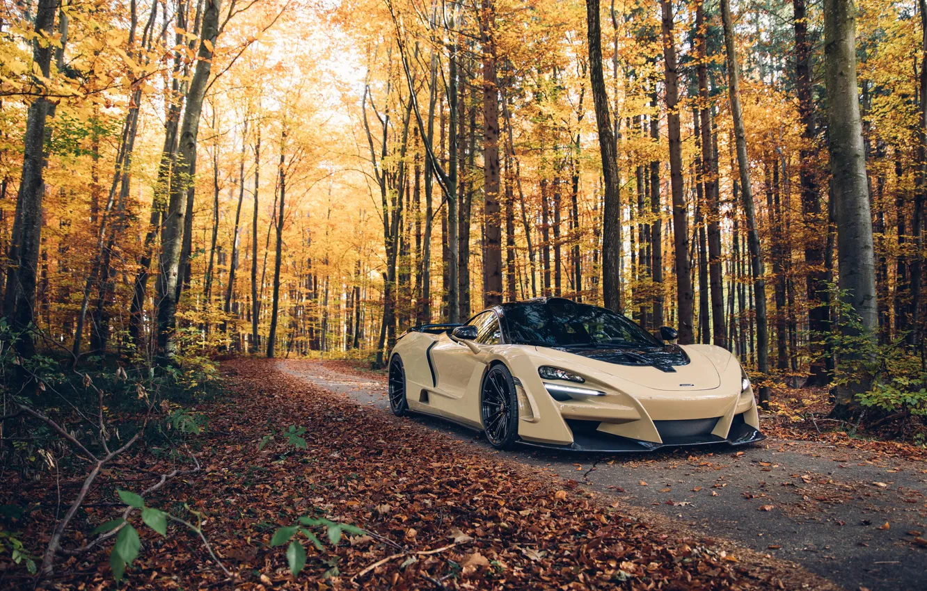 Photo wallpaper autumn, forest, McLaren, supercar, 2018, Novitec, N-Largo, 720S