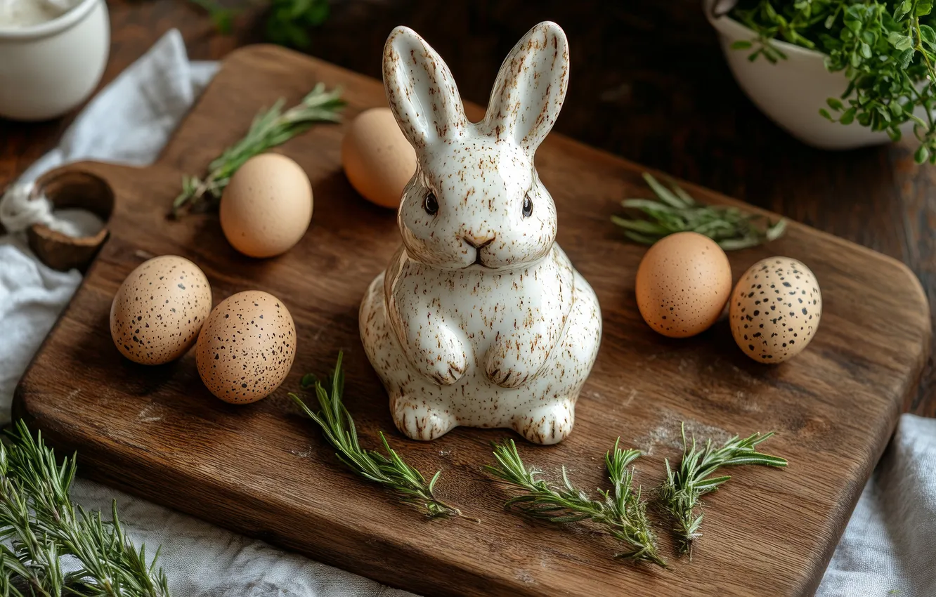 Photo wallpaper look, holiday, eggs, spring, rabbit, Easter, face, Bunny