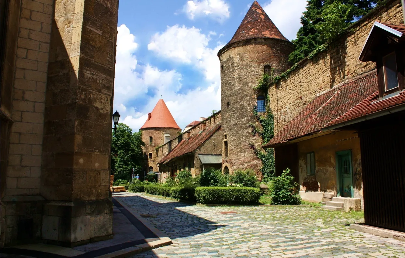 Photo wallpaper the sky, clouds, tower, shadow, architecture, tower, sky, clouds