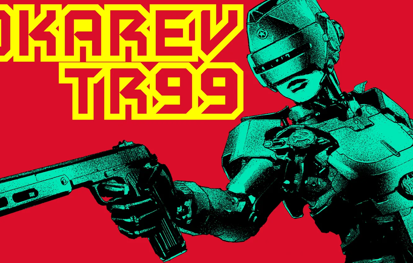 Photo wallpaper girl, gun, fiction, USSR, cyborg, robot, art, the Soviet Union