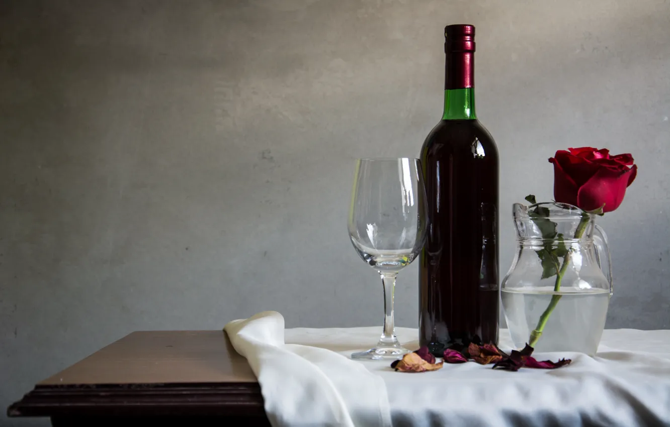 Photo wallpaper flowers, wine, roses, petals, red rose