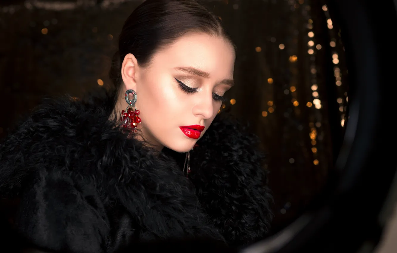 Photo wallpaper girl, decoration, makeup, brunette