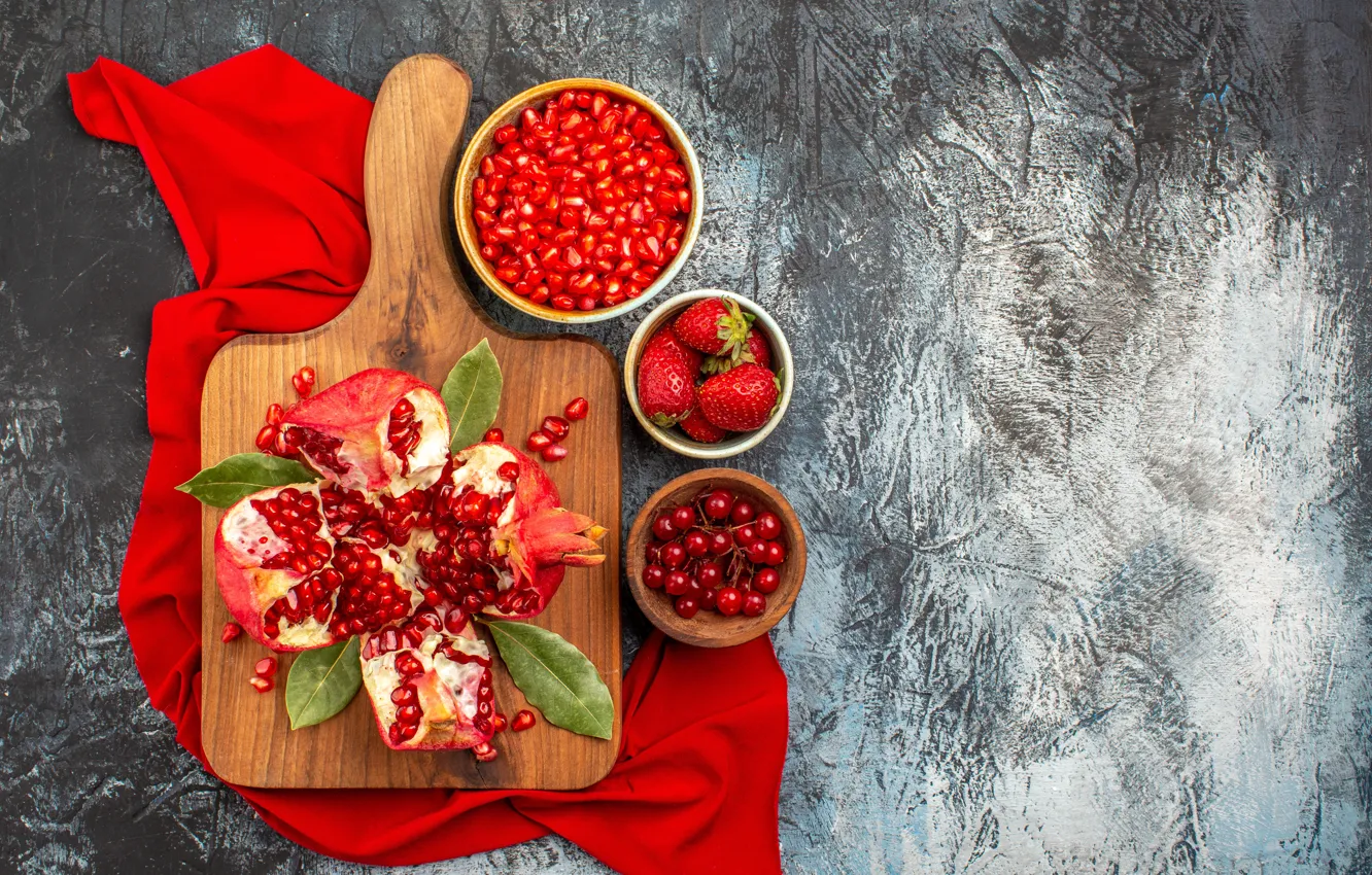 Photo wallpaper berries, strawberry, garnet