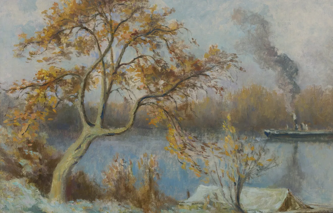 Photo wallpaper landscape, picture, 1920, Maximilien Luce, Maximilien Luce, The Banks Of The Seine In Spring