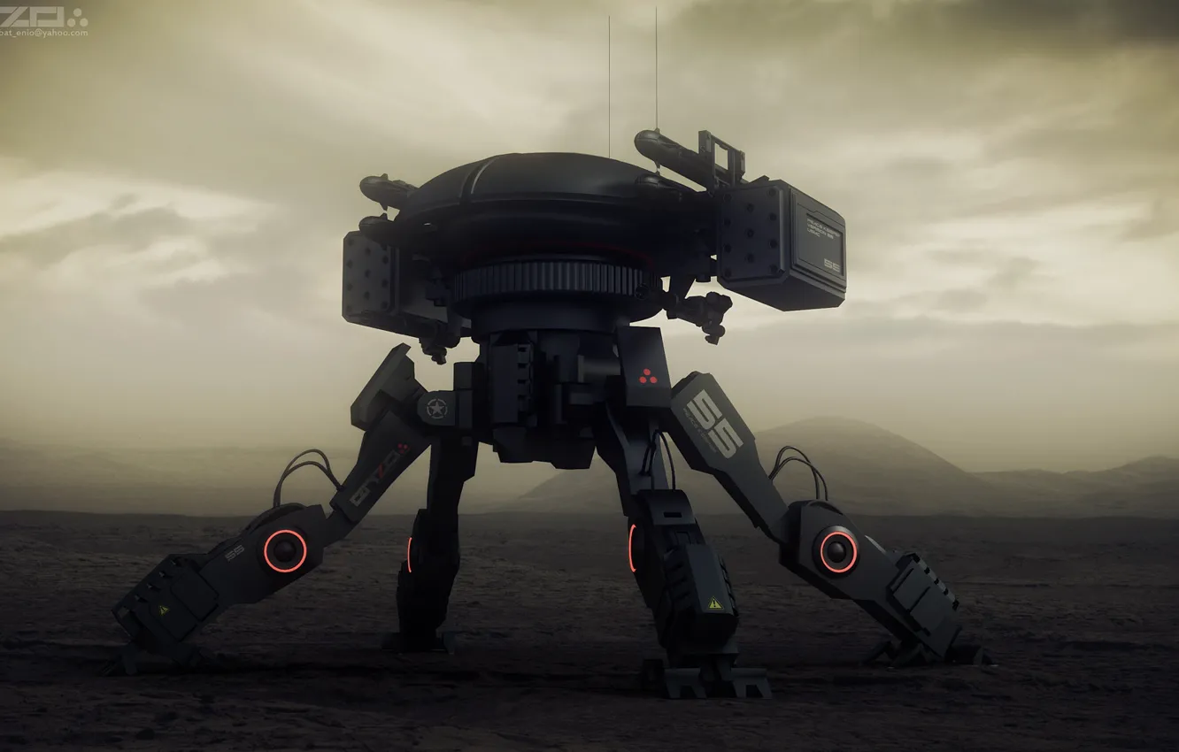 Photo wallpaper machine, mountains, Mech concepts