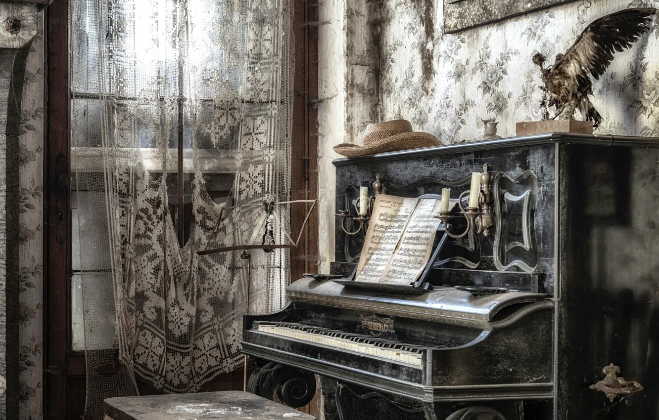 Photo wallpaper music, window, piano