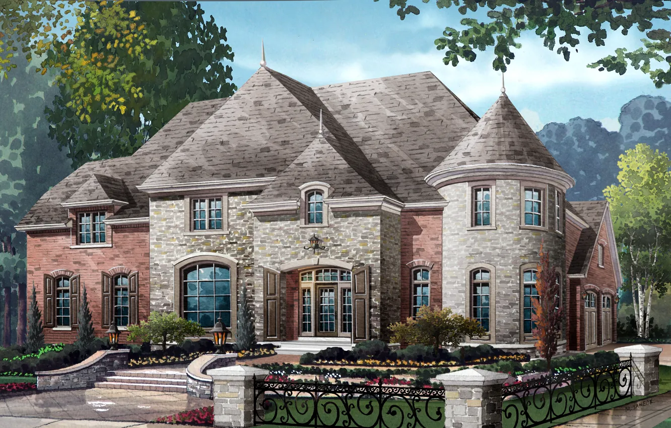 Photo wallpaper figure, home, stone Mystique's homes