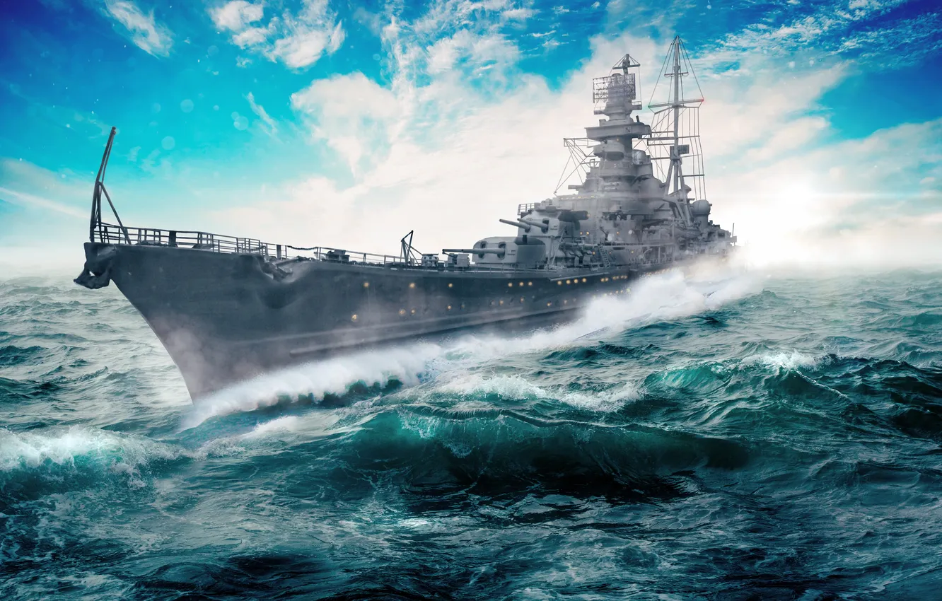 Photo wallpaper storm, war, water, warship, wave, transportation, technology, vessel