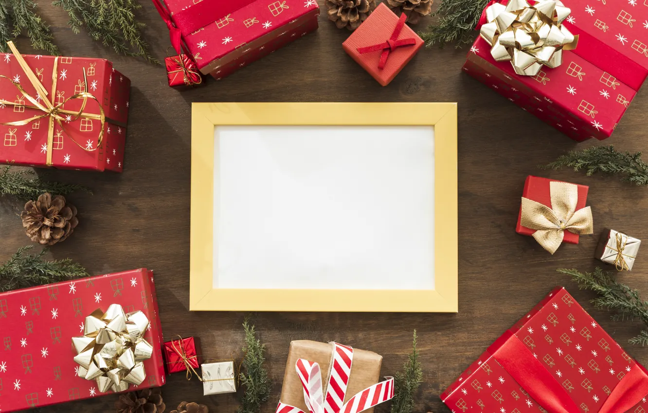 Photo wallpaper decoration, gift, new year, frame, Christmas, Christmas, wood, New Year