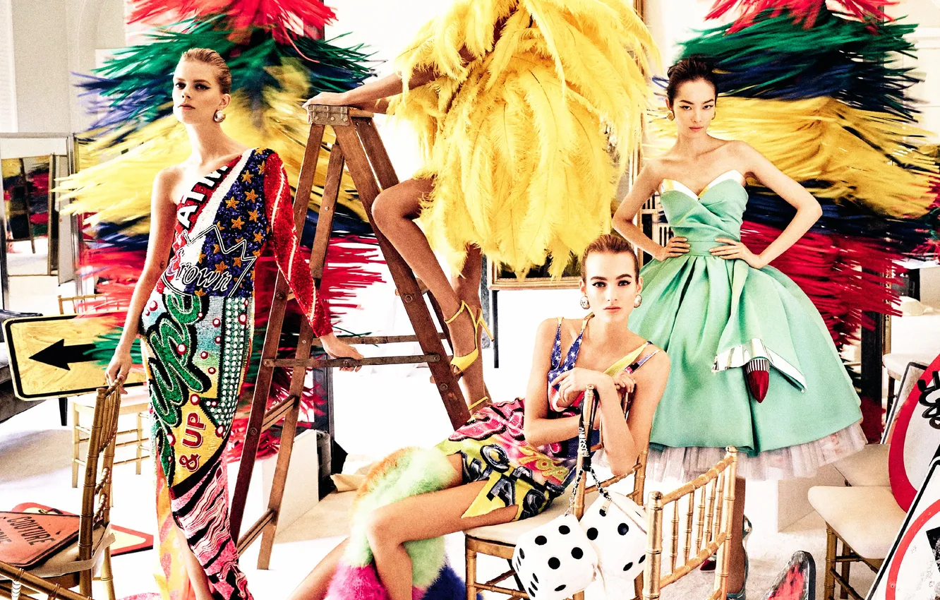 Photo wallpaper model, summer, spring, Joan Smalls, 2016, Maartje Verhoef, Fei Fei Sun, Moschino