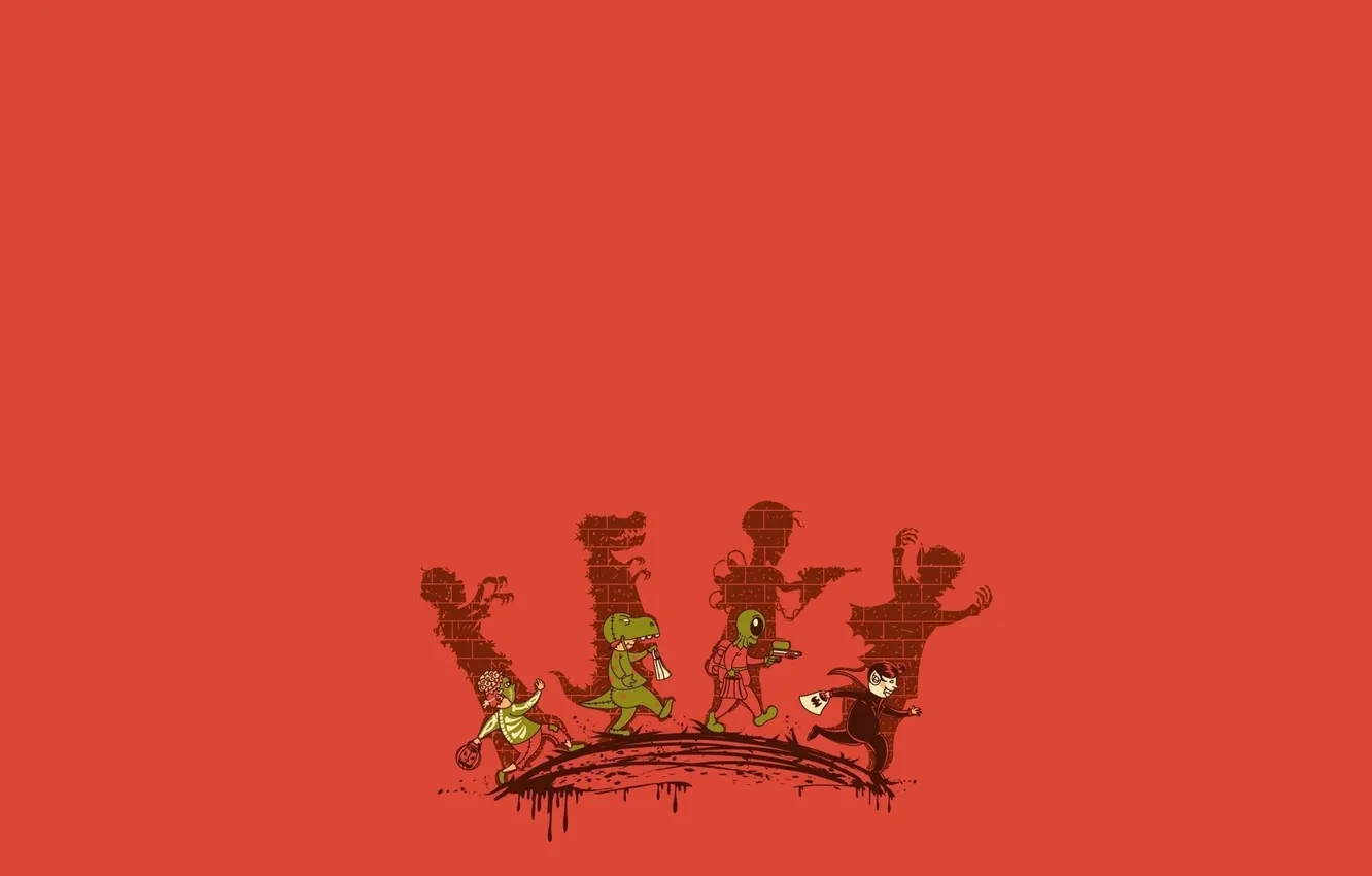 Photo wallpaper orange, background, people, costume, Halloween