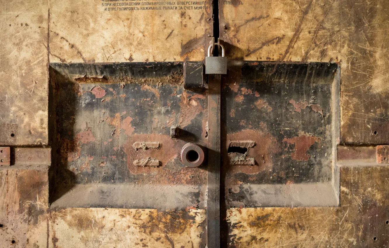 Photo wallpaper factory, industrial, door, outer space