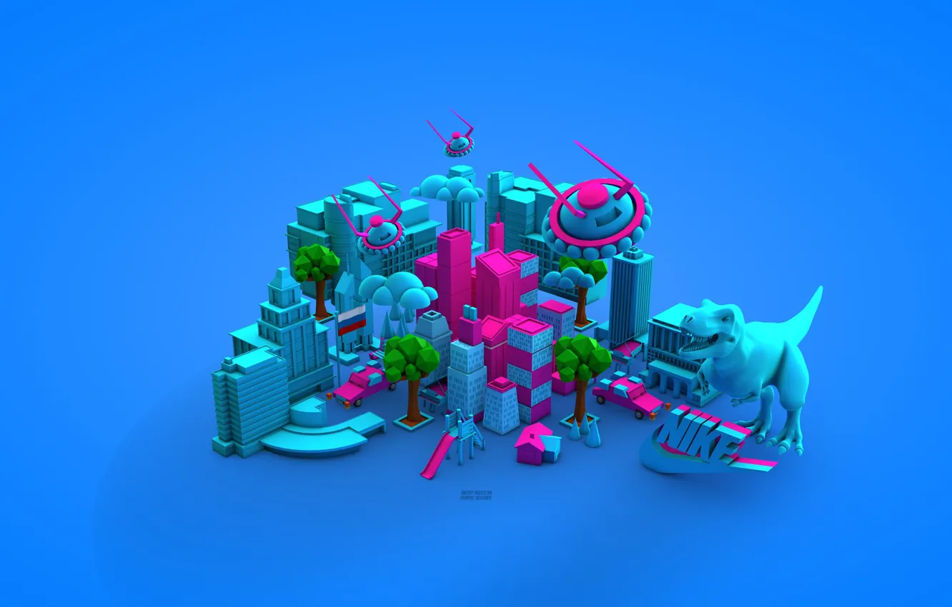 Photo wallpaper light, blue, the city, blue, Nike