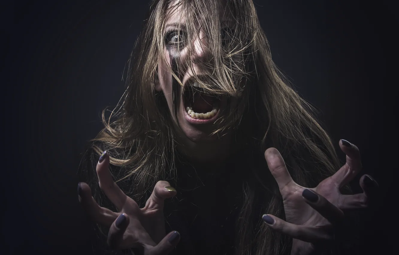 Photo wallpaper hysteria, creepy, make up, screams