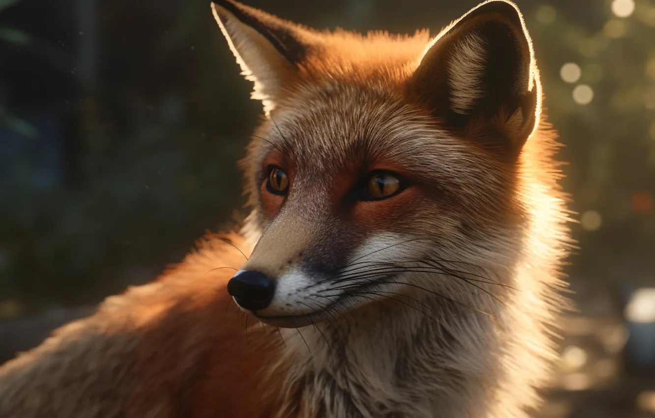 Photo wallpaper look, face, portrait, Fox, AI art, neural network