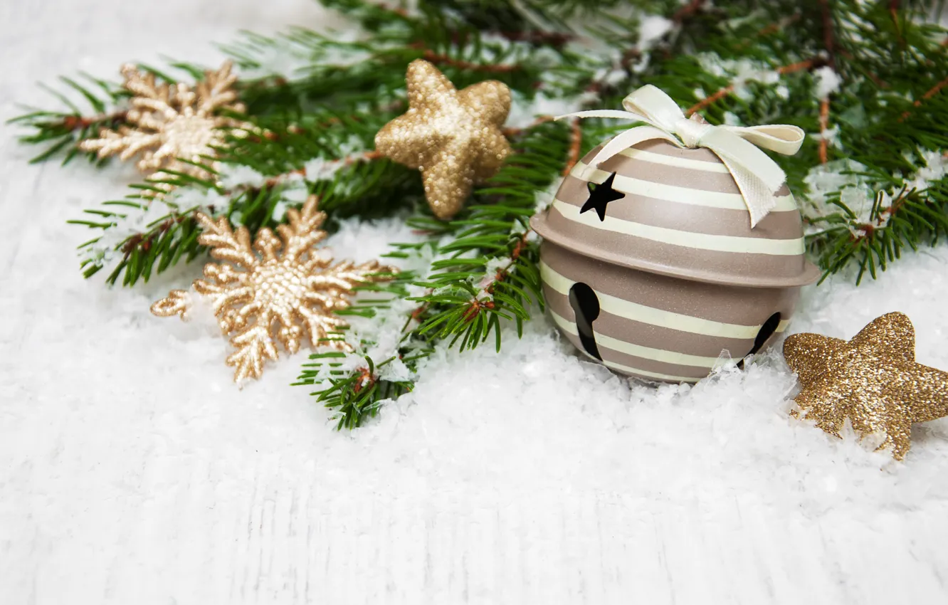 Photo wallpaper snowflakes, holiday, toy, new year, decor, Olena Rudo